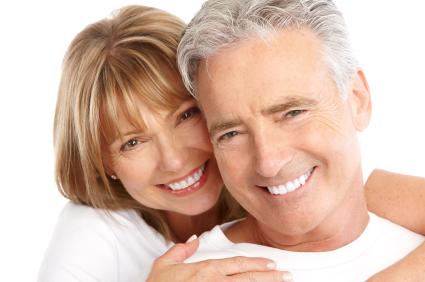 Old couple smiling